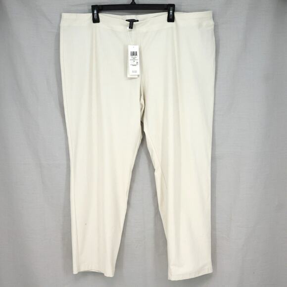 Eileen Fisher Woman Pants Plus Size 3X Bone Stretch Crepe Slim Ankle Pullon New - Picture 1 of 15